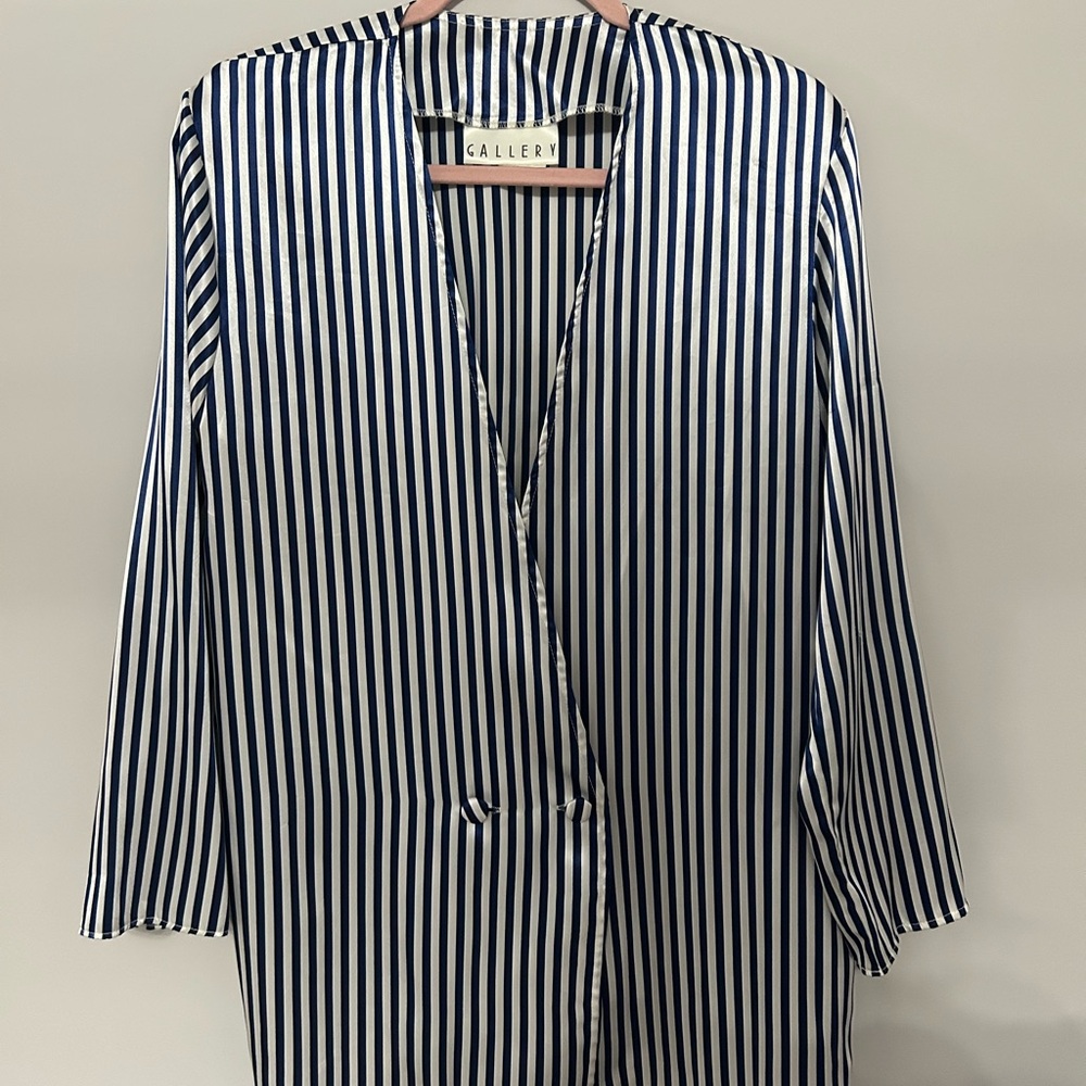 Gallery Navy and White Striped Blazer